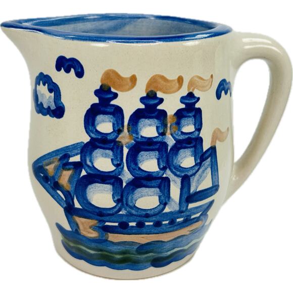 M A Hadley Pottery CLIPPER SHIP 1 Pint Pitcher 5.25" Nautical Collection - Picture 1 of 8